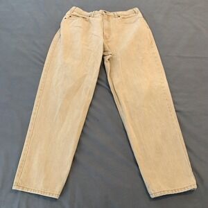 Saugatuck Jeans Mens 35x29 Beige Straight Leg Light Wash Denim Pants Casual